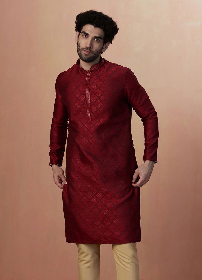 Dark red kurta pajama new arrivals